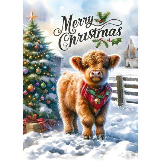 Merry Christmas Highland Canvas