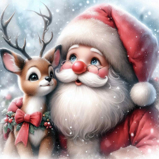 Santa Claus and Reindeer Canvas