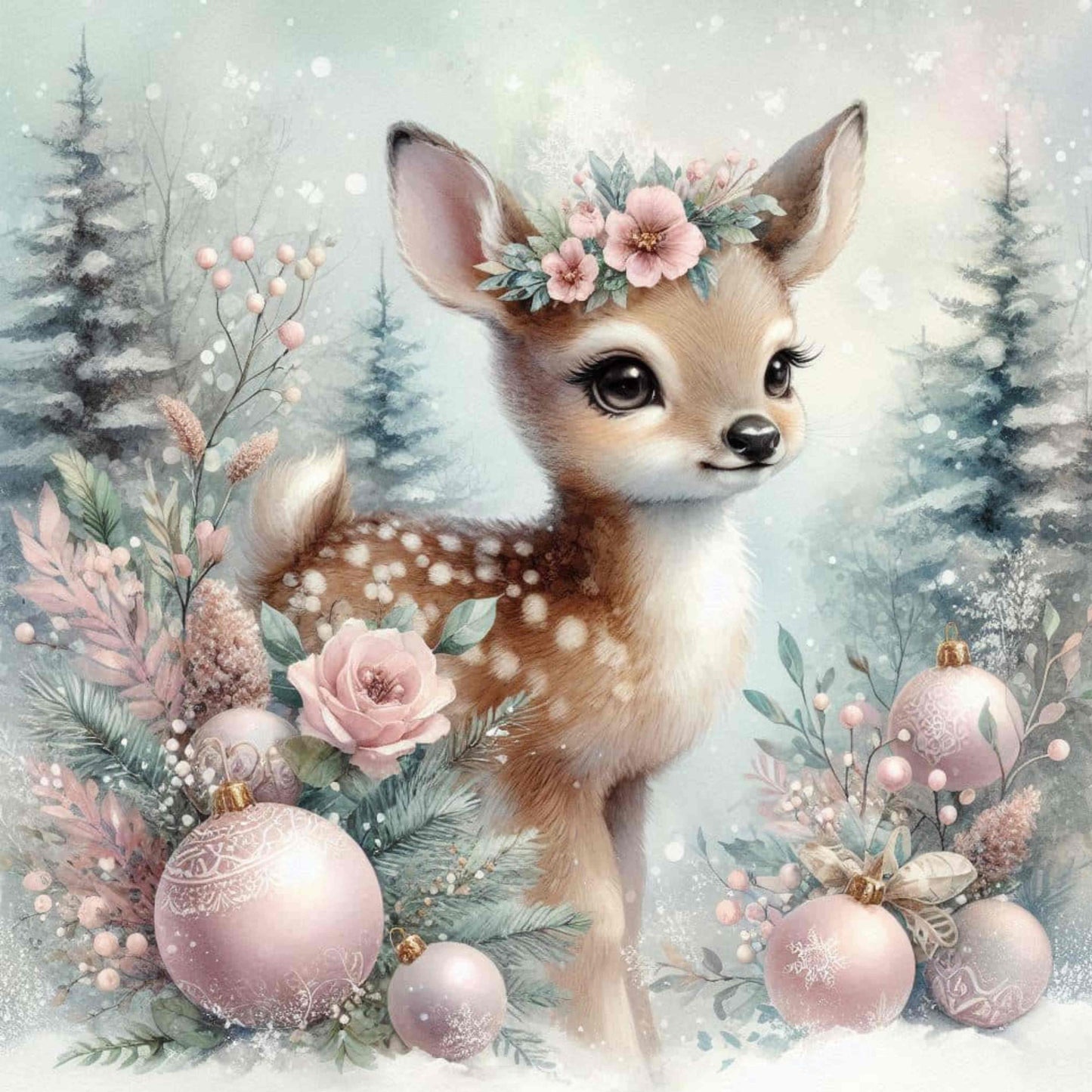 Reindeer Floral Standing Canvas