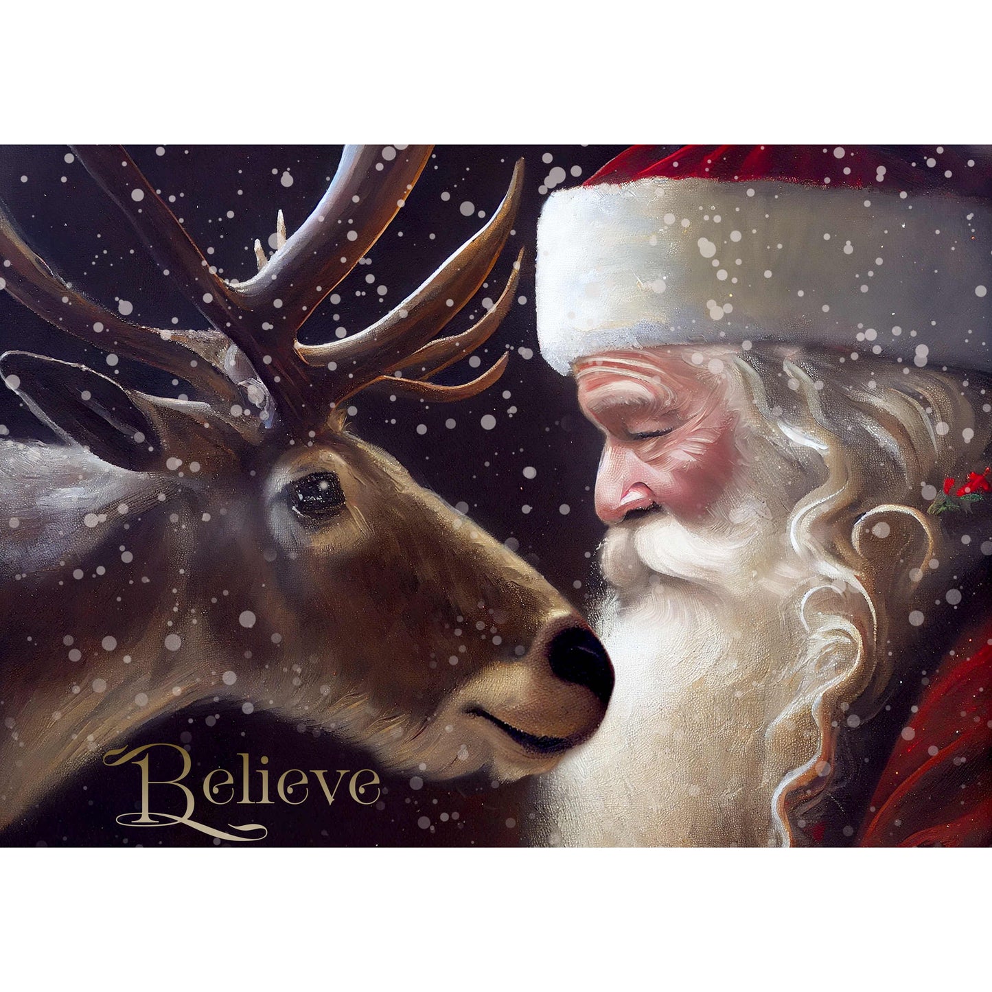 Believe Santa & Reindeer Canvas