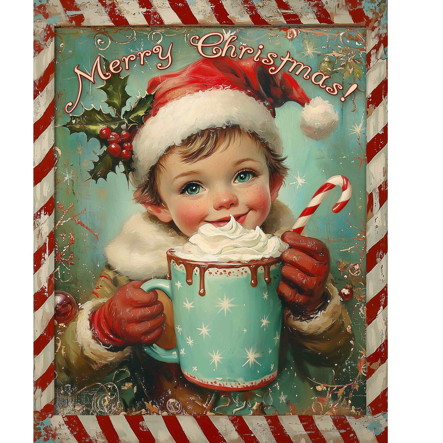 Little Boy Elf with Cocoa Canvas