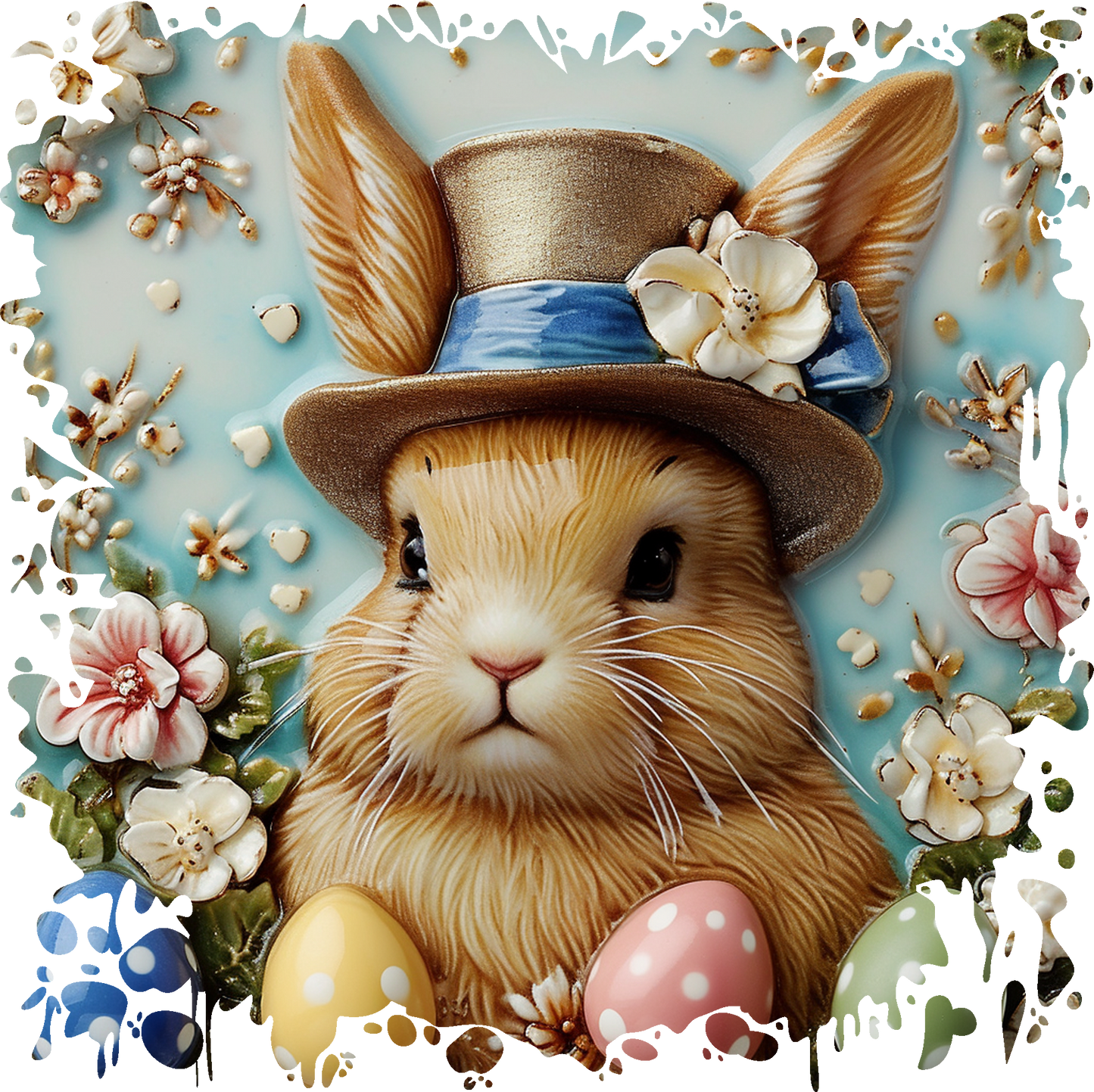 Easter Bunny with Top Hat - Fabric Canvas