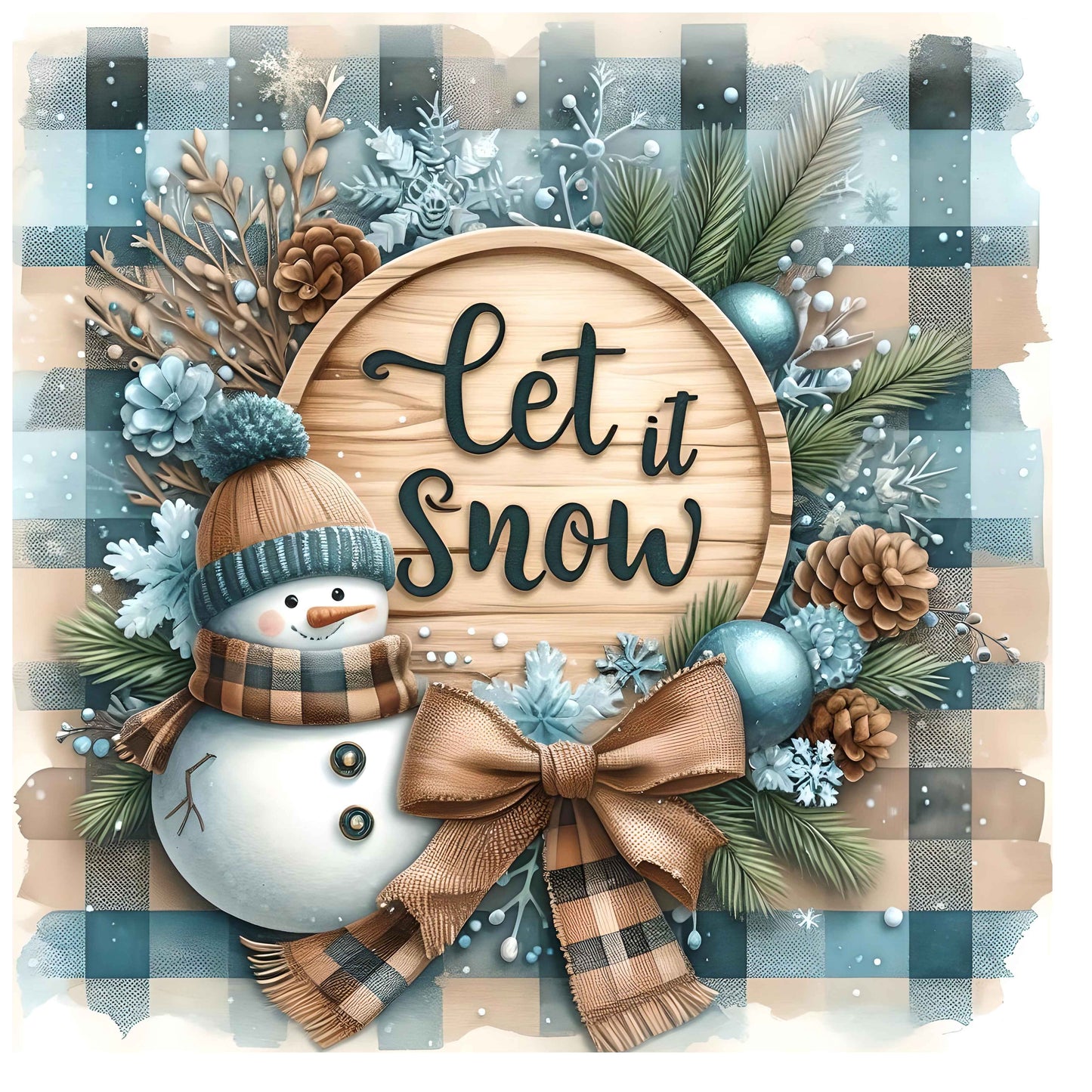 Let It Snow Snowman Wreath Canvas