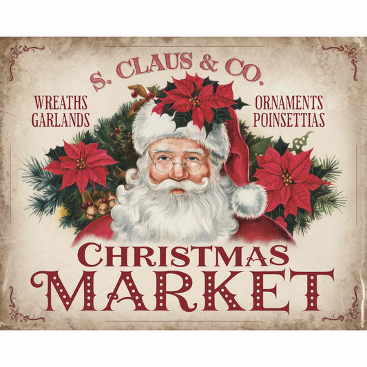 Christmas Market Santa Canvas