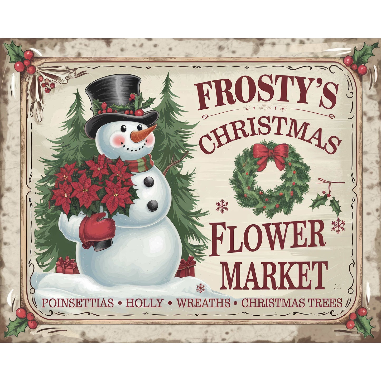 Frosty's Christmas Flower Market Canvas