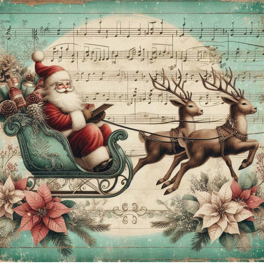 Santa & Reindeer Flying Canvas