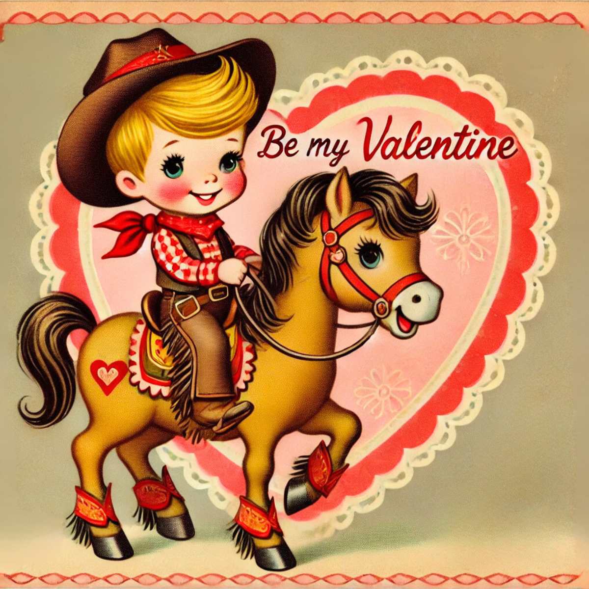 Valentine's Day - Young Cowboy Fabric Canvas