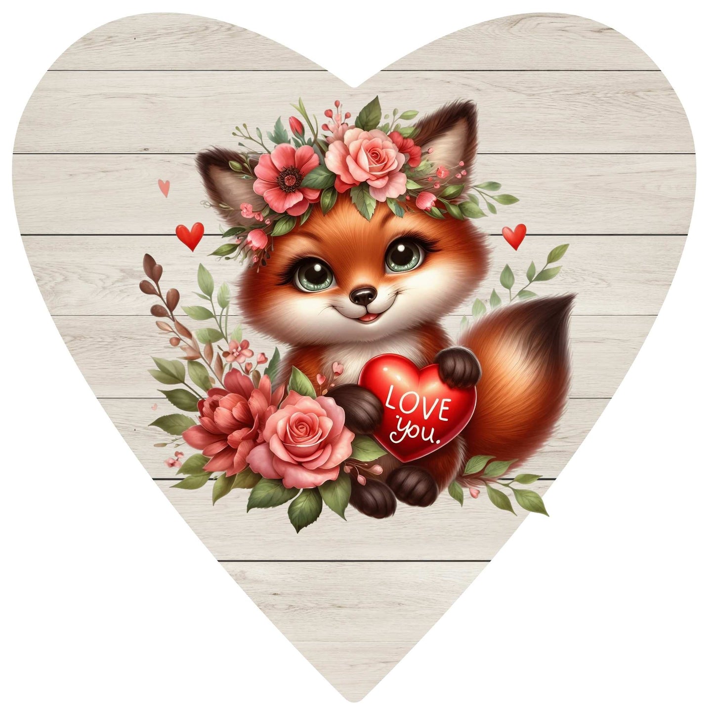 Valentine's Day - Heart Shaped Fox Fabric Canvas