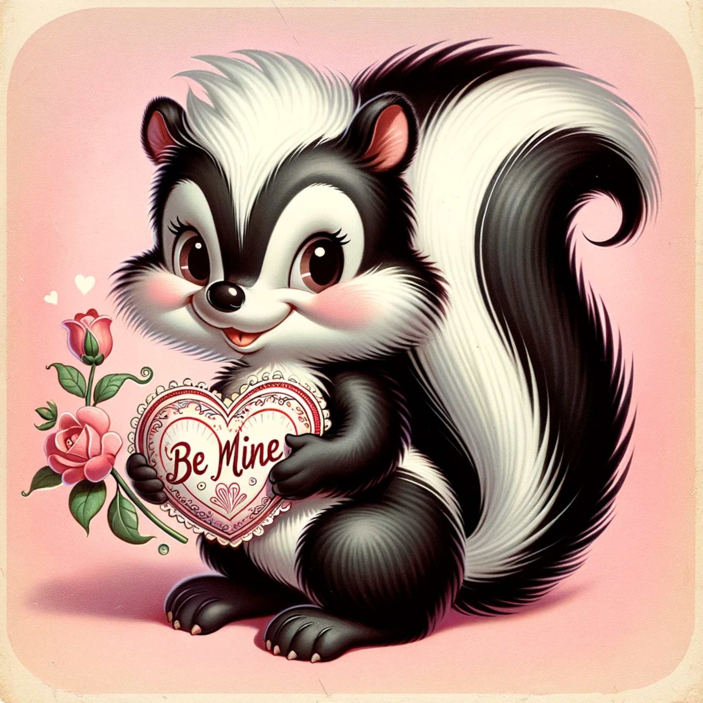 Valentine's Day Pink Skunk Fabric Canvas