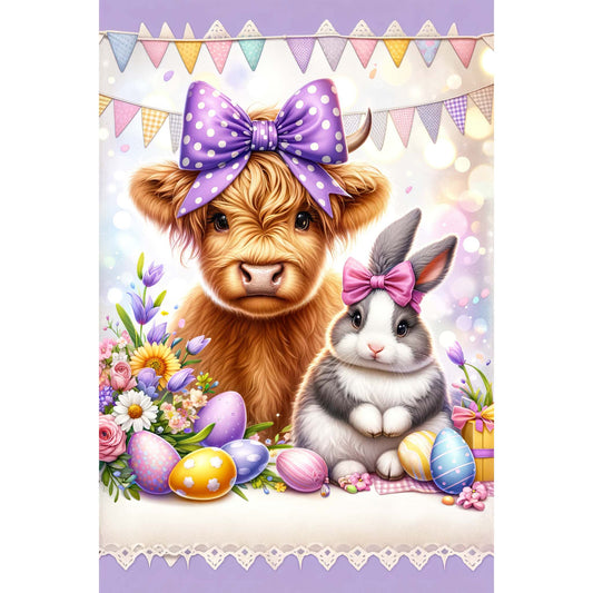 Easter - Highland with Rabbit Fabric Canvas