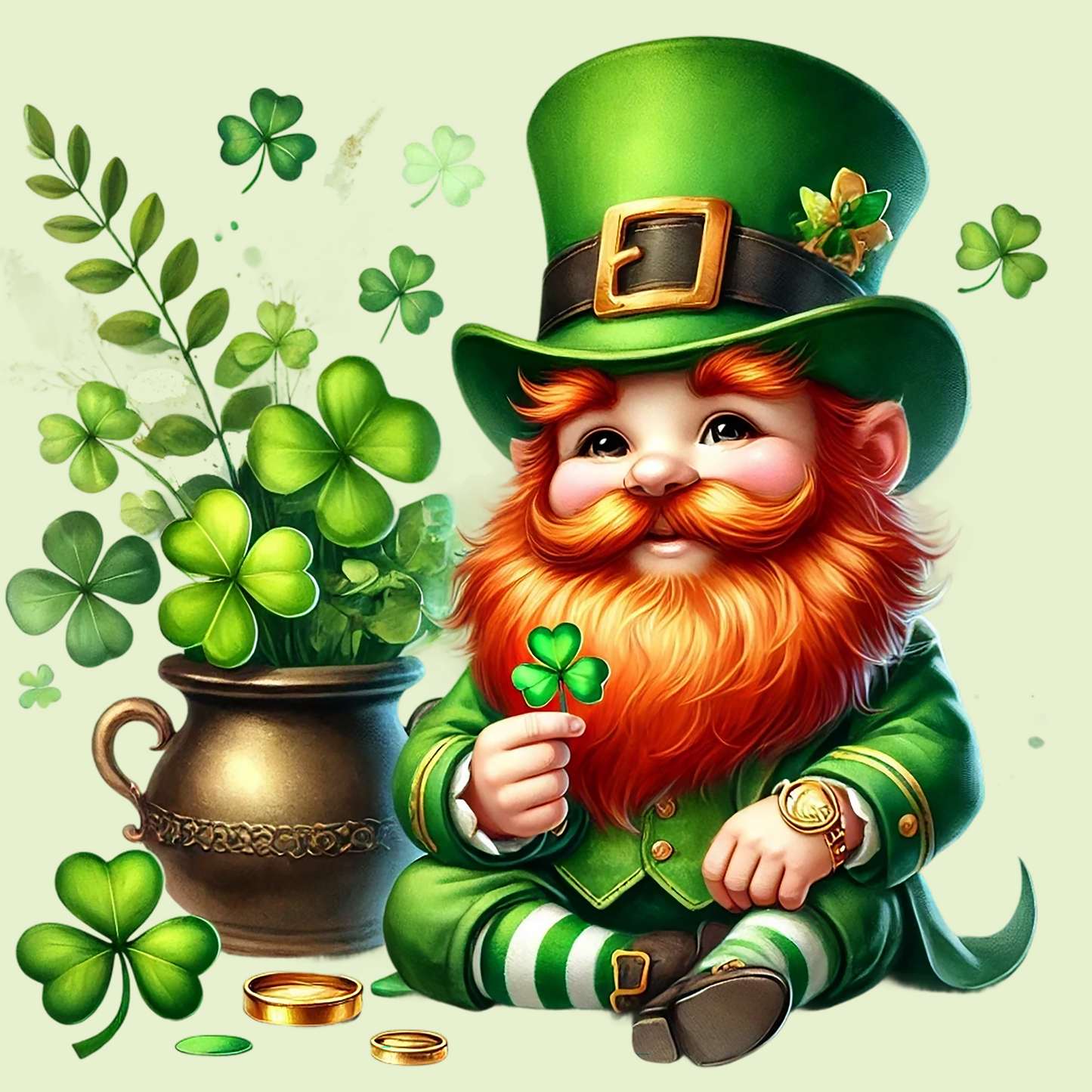 St. Patrick's Day - Leprechaun Pot of Gold Fabric Canvas