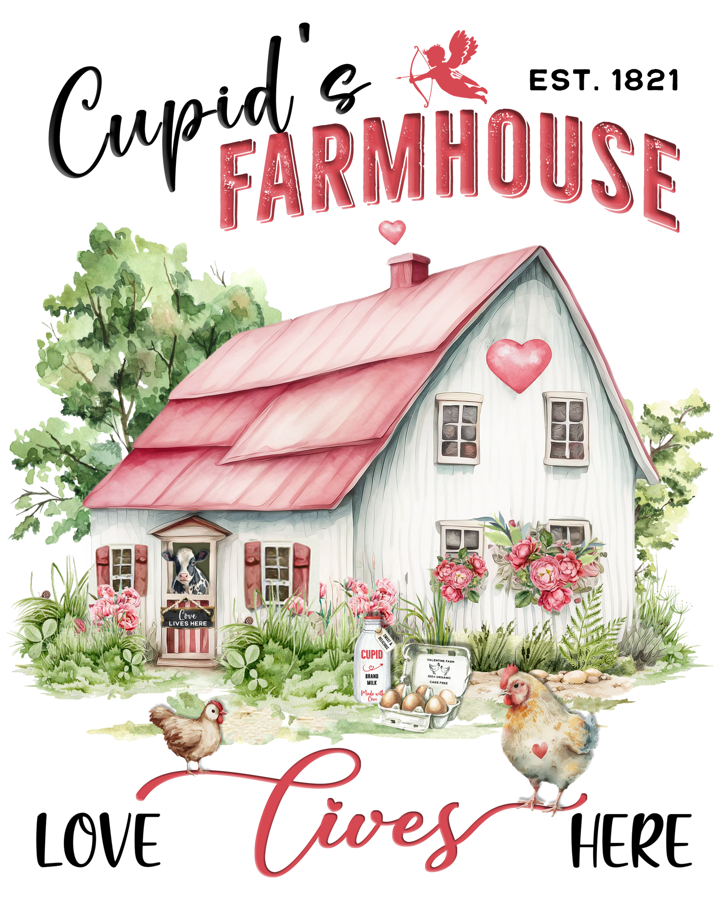 Valentine's Day - Cupid's Farmhouse Barn Fabric Canvas